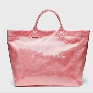 Pink Vinyl Covered Paper Bag Stylish Tote Bag